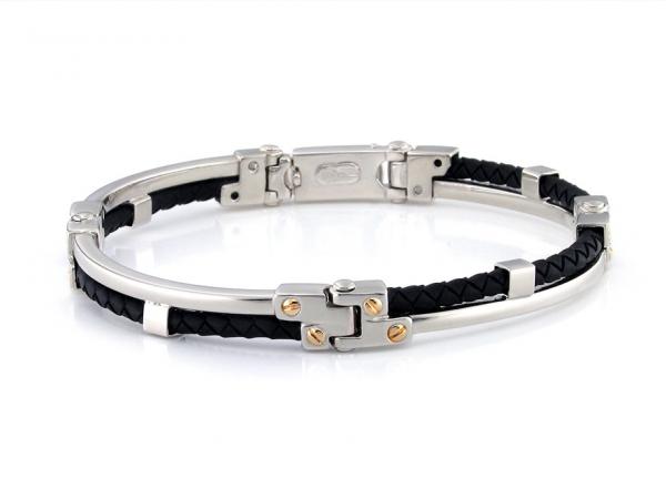 CF01333 - Bracciale Uomo Caucciù Argento e Oro