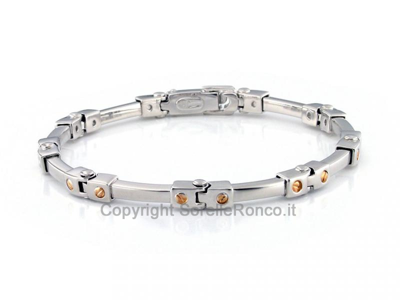 BRACCIALE UOMO ARGENTO E ORO