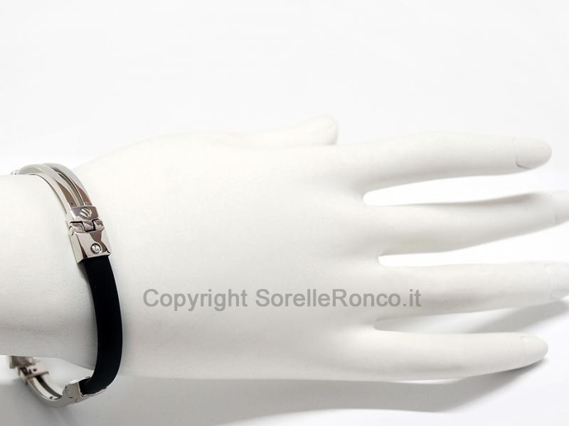 BRACCIALE UOMO CAUCCIÙ E ARGENTO