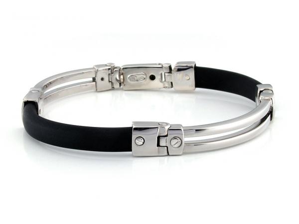 CF01337 - Bracciale Uomo Caucciù e Argento