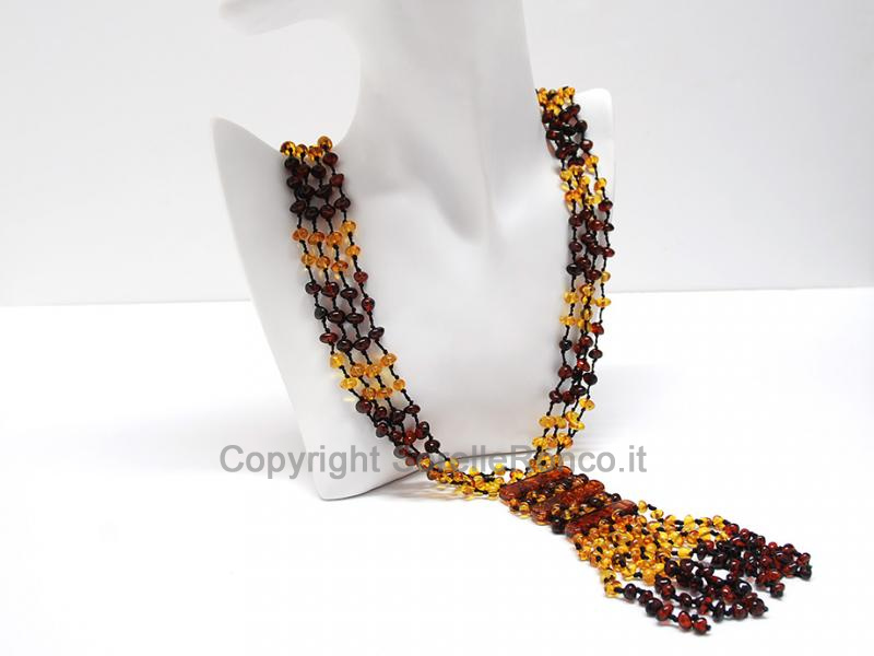 COLLANA CON AMBRA NATURALE MISTA