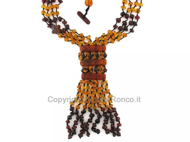 COLLANA CON AMBRA NATURALE MISTA