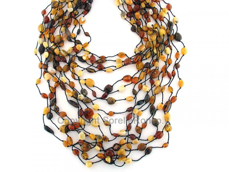 COLLANA CON AMBRA NATURALE MULTICOLORE