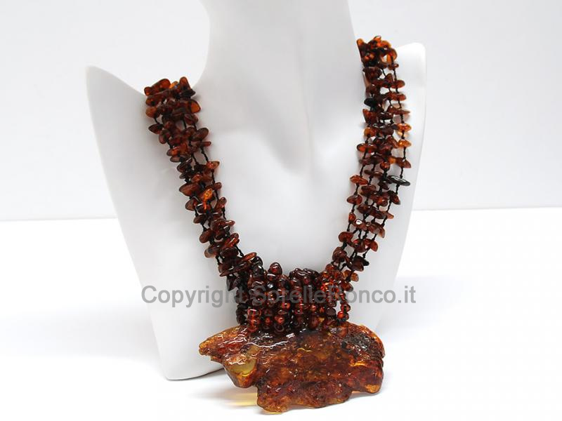 COLLANA CON AMBRA NATURALE BRUNA