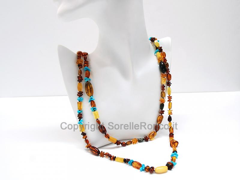 COLLANA CON AMBRA E TURCHESE