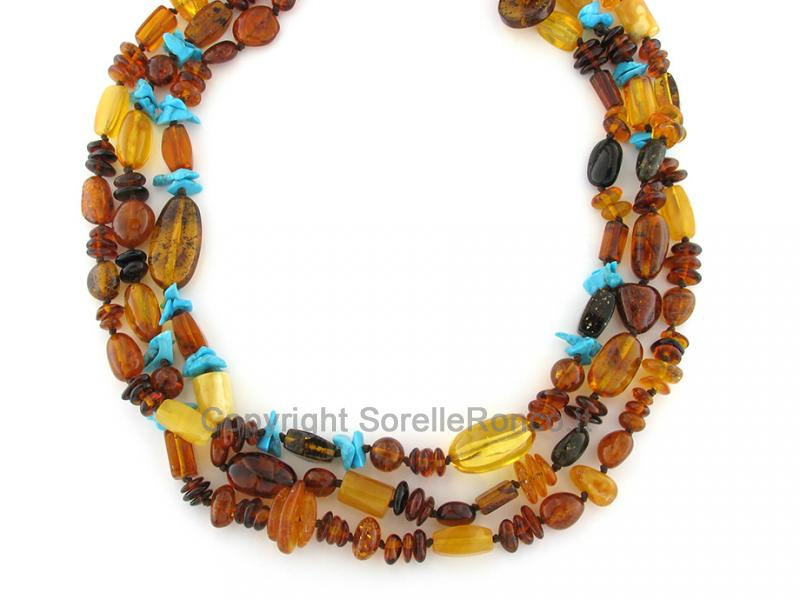 COLLANA CON AMBRA E TURCHESE