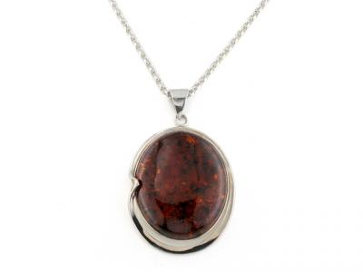 Collana con Pendente Ambra Cognac