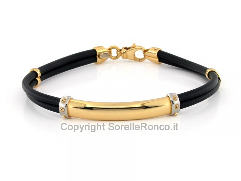 BRACCIALE UOMO CAUCCIÙ E ORO