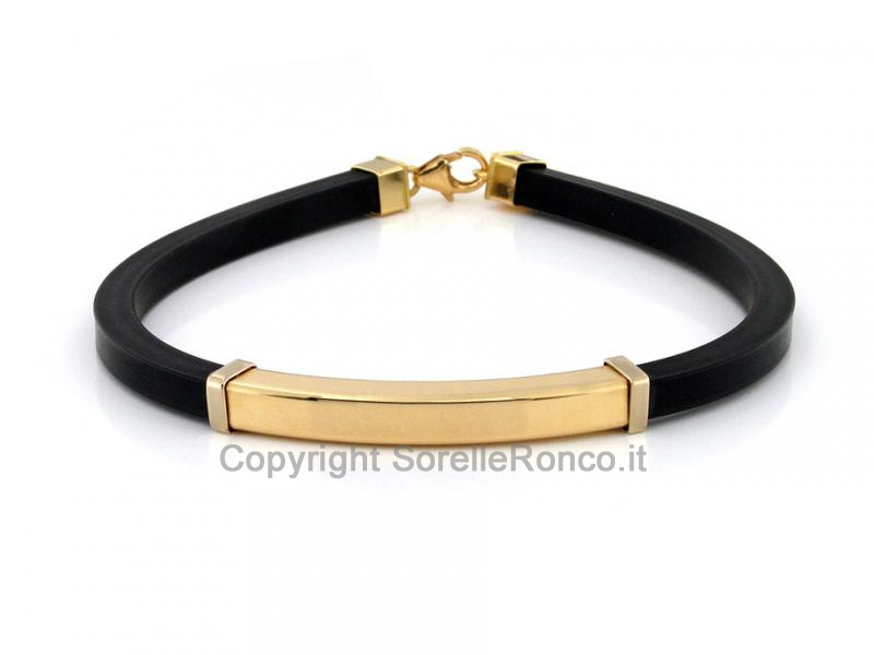 BRACCIALE UOMO CAUCCIÙ E ORO