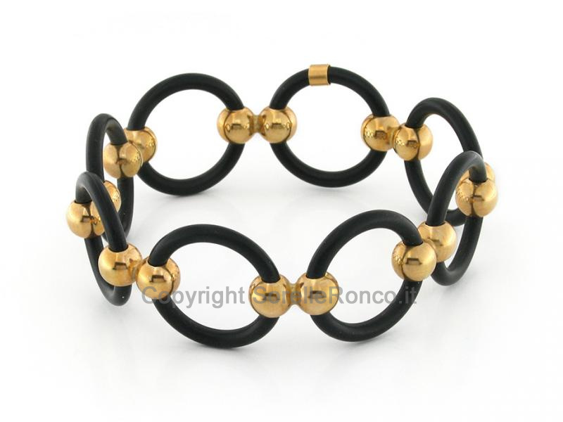 BRACCIALE DONNA CAUCCIÙ E ORO