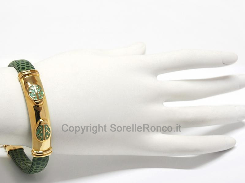 BRACCIALE PELLE E ORO GIALLO
