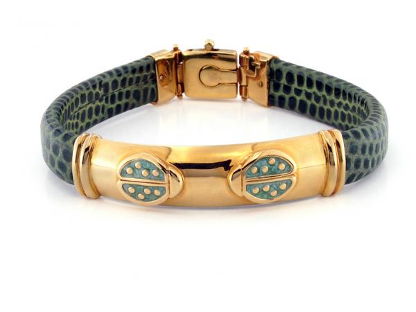 CF01419 - Bracciale Pelle e Oro Giallo