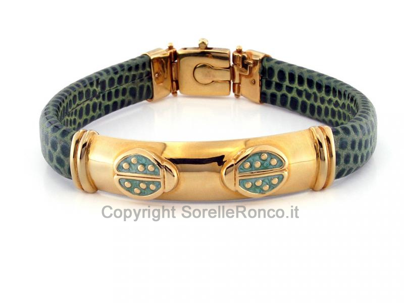 BRACCIALE PELLE E ORO GIALLO