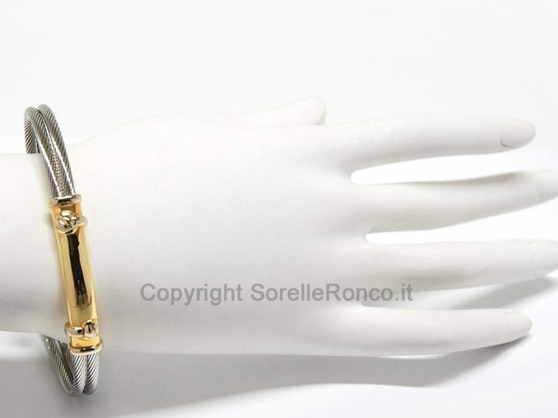 BRACCIALE UOMO SCHIAVA ACCIAIO E ORO