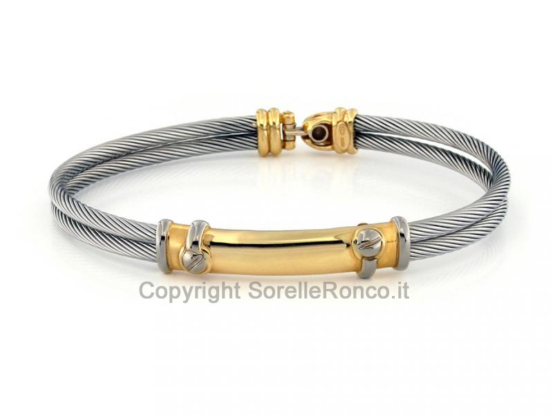 BRACCIALE UOMO SCHIAVA ACCIAIO E ORO