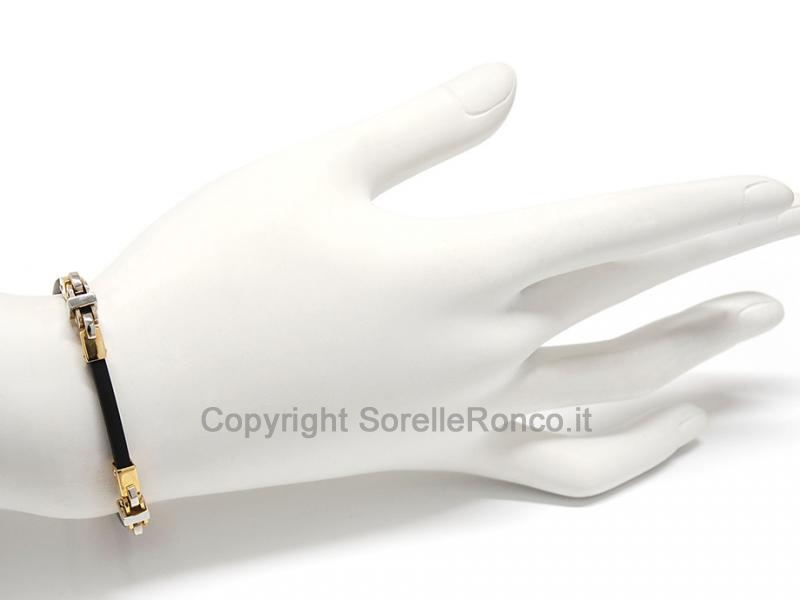 BRACCIALE CAUCCIÙ E ORO 18 KT