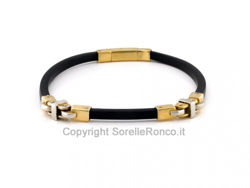BRACCIALE CAUCCIÙ E ORO 18 KT