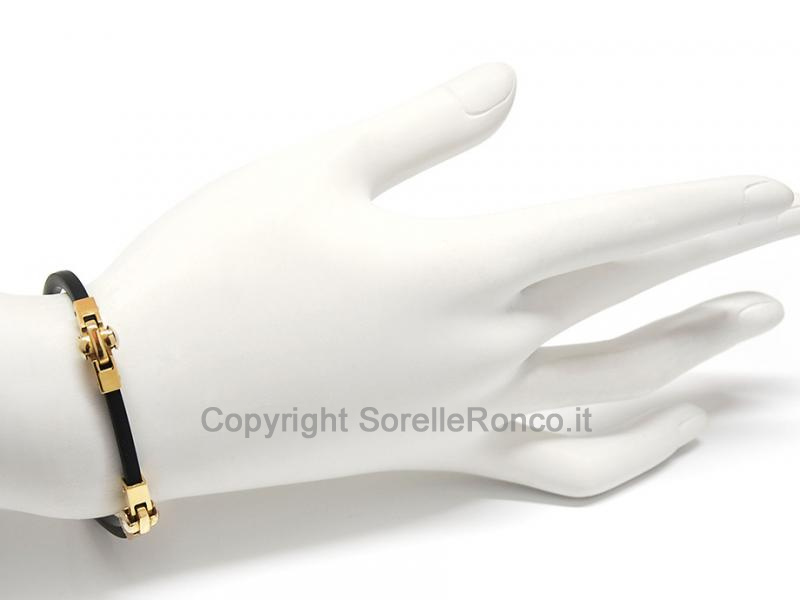 BRACCIALE CAUCCIÙ E ORO 18 KT