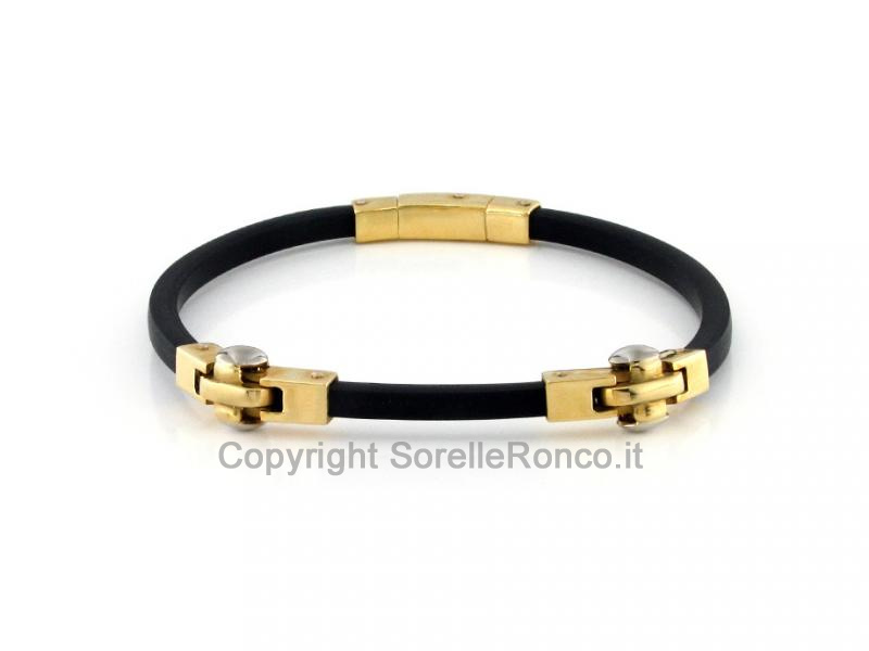 BRACCIALE CAUCCIÙ E ORO 18 KT