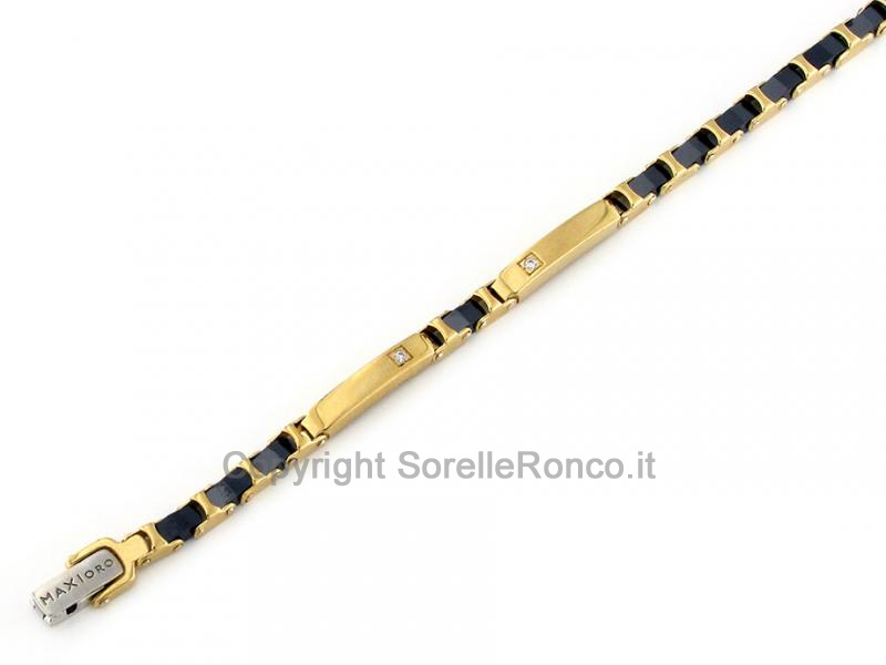 BRACCIALE UOMO ORO GIALLO E CERAMICA