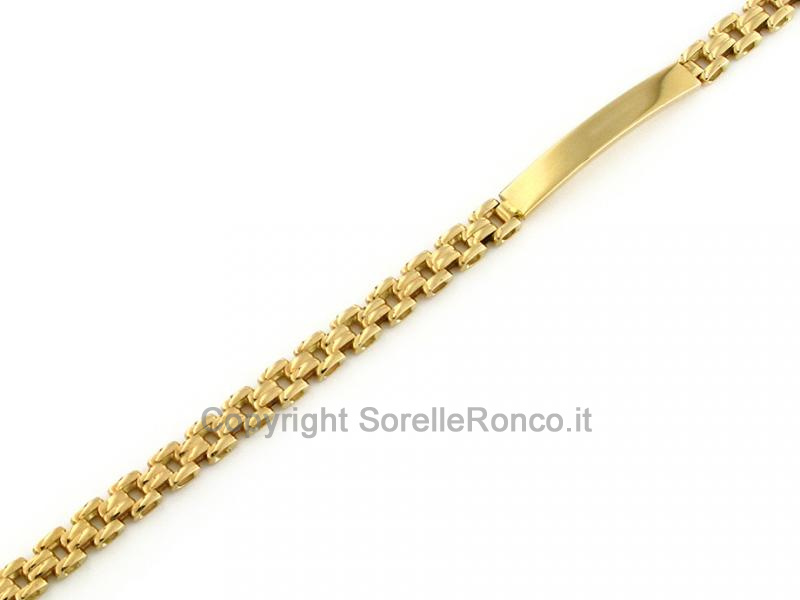 BRACCIALE UOMO ORO GIALLO CON TARGHETTA