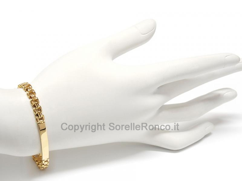 BRACCIALE UOMO ORO GIALLO CON TARGHETTA
