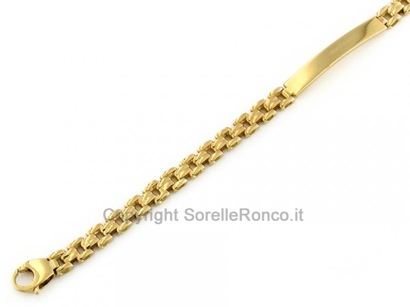 BRACCIALE UOMO ORO GIALLO CON TARGHETTA