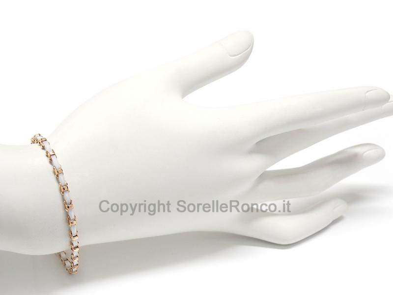 BRACCIALE UOMO ORO E CERAMICA BIANCA