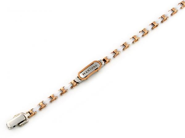 CF01446 - Bracciale Uomo Oro e Ceramica Bianca