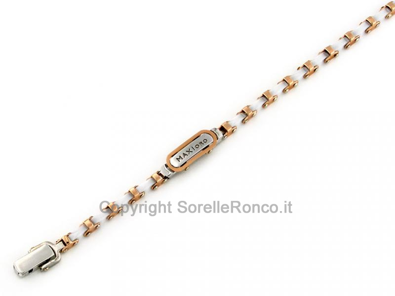 BRACCIALE UOMO ORO E CERAMICA BIANCA