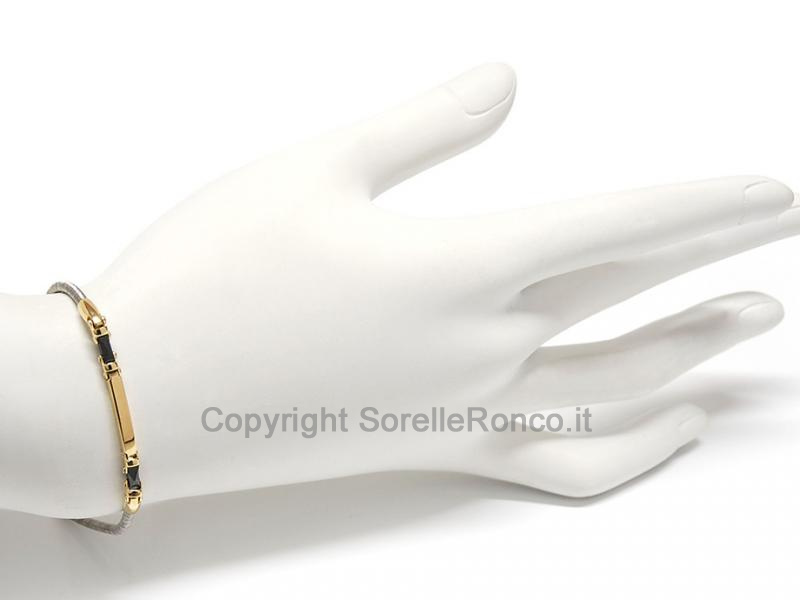 BRACCIALE ACCIAIO ORO E CERAMICA