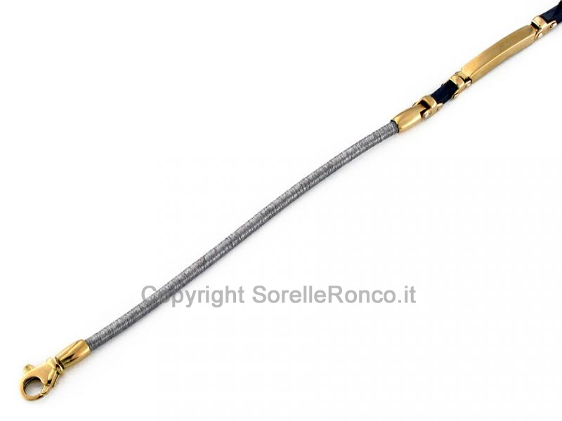 BRACCIALE ACCIAIO ORO E CERAMICA