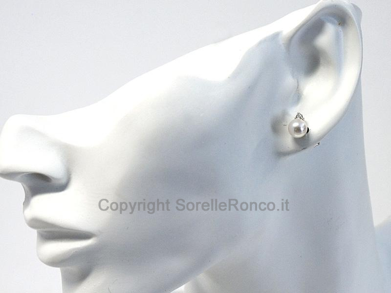 ORECCHINI DIAMANTI 3GRIFFE PERLE Ø 7-7.5