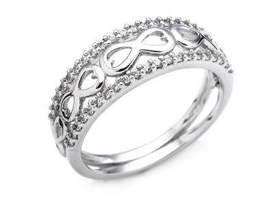Anello a Corona di Cuori con Zirconi