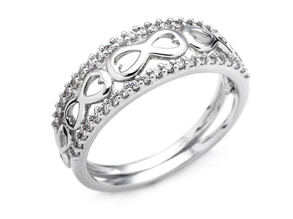 CF01471 - Anello a Corona di Cuori con Zirconi