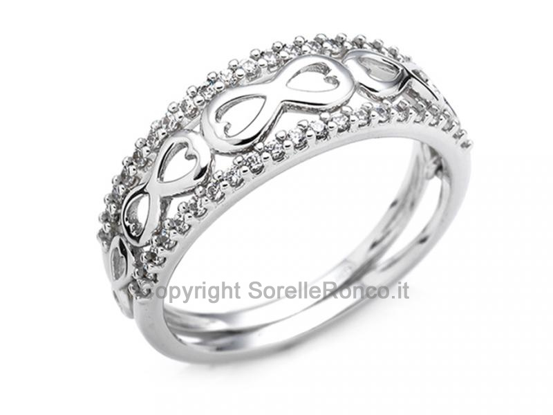 ANELLO A CORONA DI CUORI CON ZIRCONI