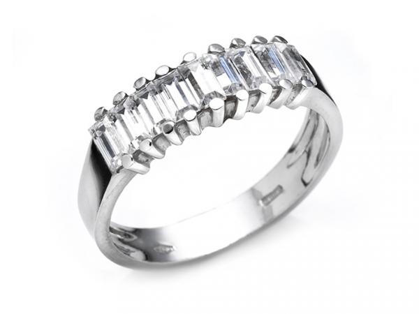 CF01472 - Anello in Oro Bianco e Zirconi Baguette