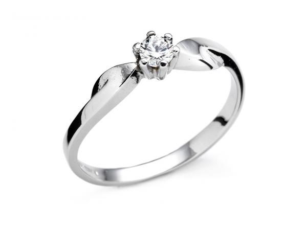 CF01485 - Anello Solitario in Oro Bianco e Zircone