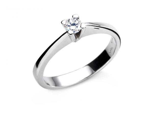 CF01487 - Anello Solitario in Oro Bianco e Zircone