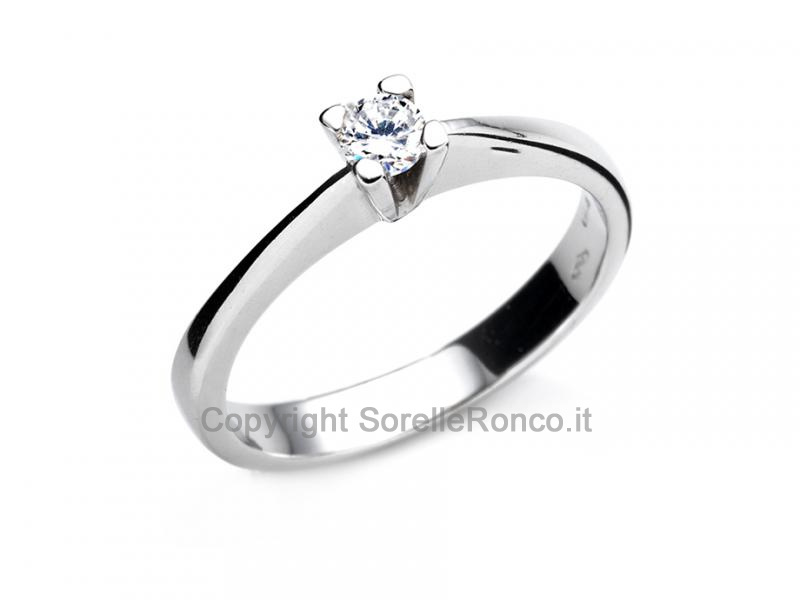 ANELLO SOLITARIO IN ORO BIANCO E ZIRCONE