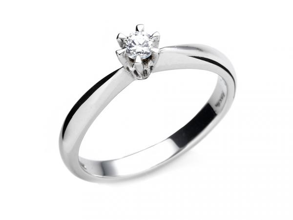 CF01488 - Anello Solitario in Oro Bianco e Zircone