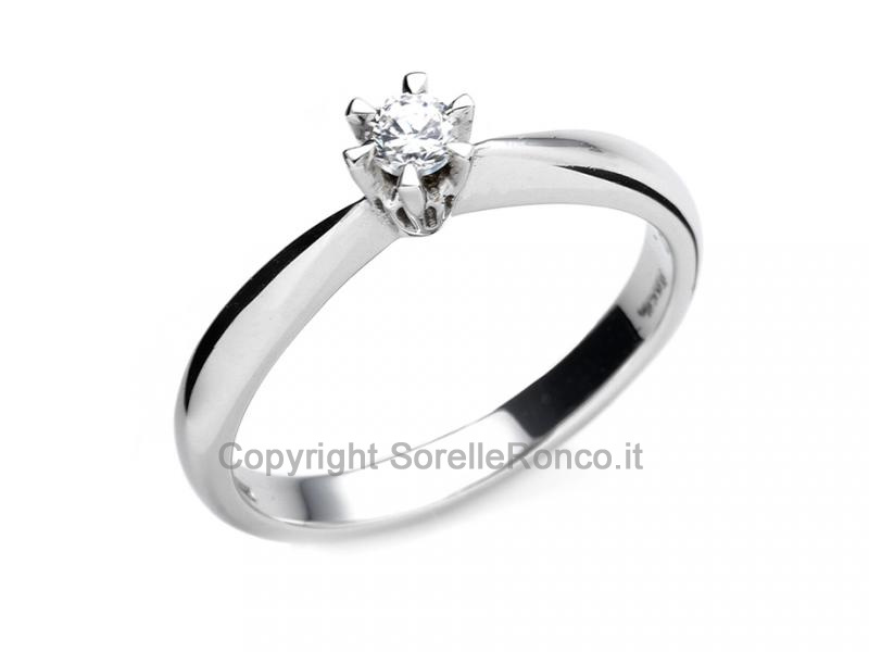 ANELLO SOLITARIO IN ORO BIANCO E ZIRCONE