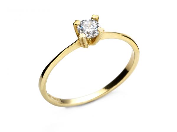 CF01489 - Anello Solitario in Oro Giallo e Zircone