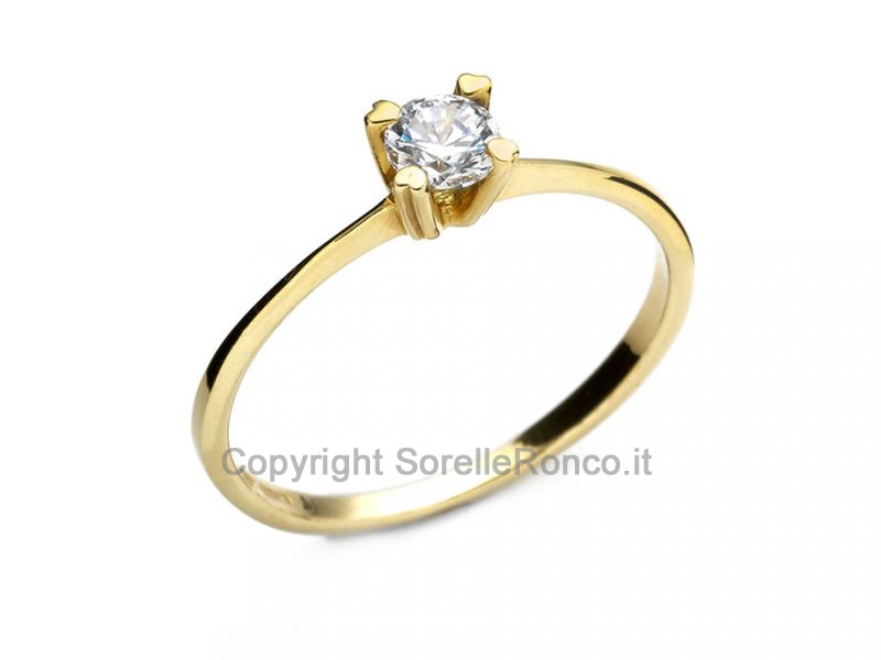 ANELLO SOLITARIO IN ORO GIALLO E ZIRCONE
