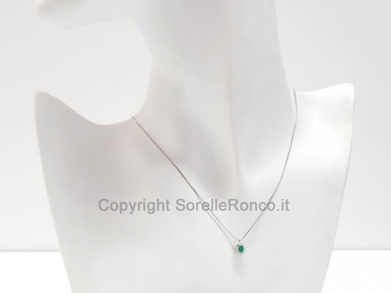 COLLANA CON SMERALDO E DIAMANTI