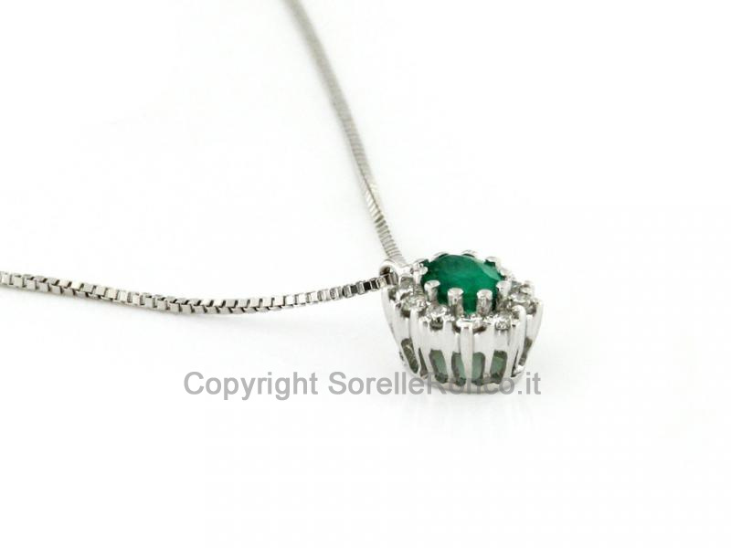 COLLANA CON SMERALDO E DIAMANTI