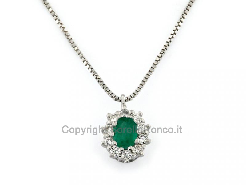 COLLANA CON SMERALDO E DIAMANTI