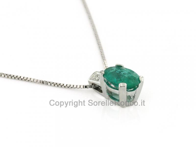 COLLANA CON SMERALDO E DIAMANTI
