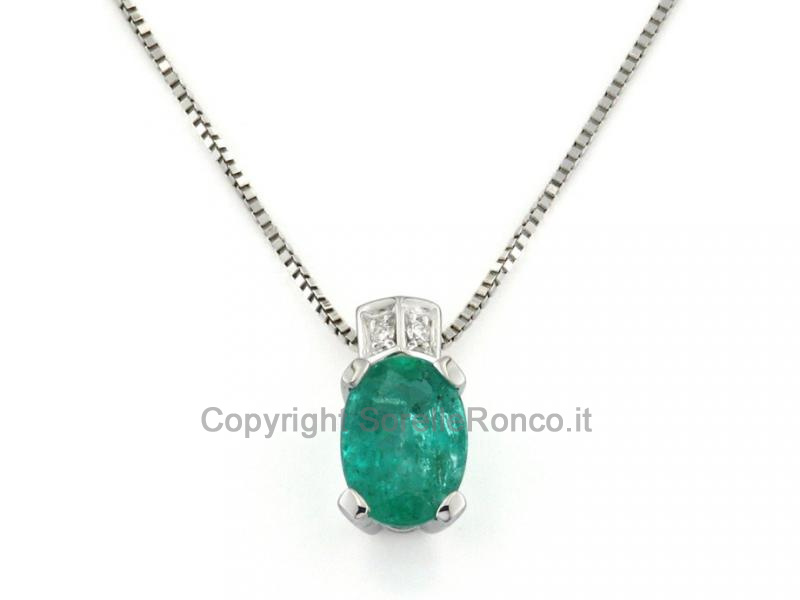 COLLANA CON SMERALDO E DIAMANTI