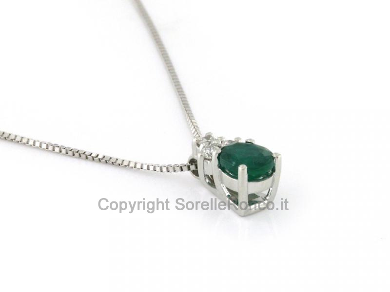 COLLANA CON SMERALDO E DIAMANTI